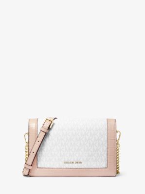 jet set large logo and leather crossbody
