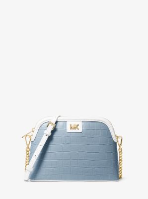 Large Two-Tone Crocodile Embossed Leather Dome Crossbody Bag | Michael Kors