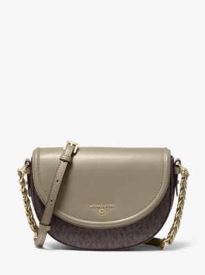 Jet Set Medium Logo and Leather Half Dome Crossbody Michael Kors