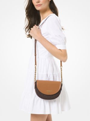 Jet Set Medium Logo and Leather Half Dome Crossbody