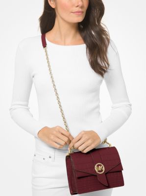 Greenwich Small Crocodile Embossed Leather Crossbody Bag