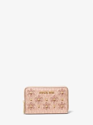 Small Studded Floral Logo Wallet image number 0