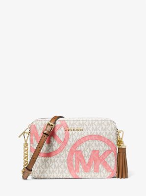 michael kors ginny medium logo crossbody bag in pink
