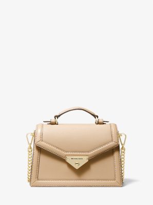 Michael Kors Women's Greenwich Small Color-Block Logo and Saffiano Leather  Crossbody Bag - Camel