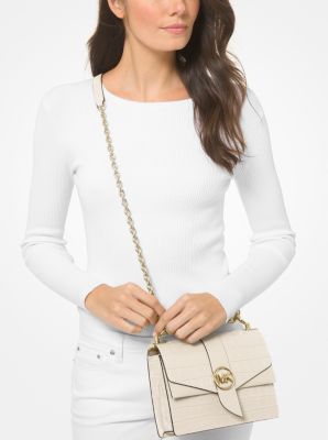 Greenwich Small Crocodile Embossed Leather Crossbody Bag