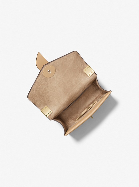 Greenwich Small Saffiano Leather Crossbody Bag Camel