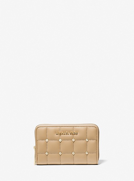 Small Studded Quilted Wallet - CAMEL - 32T1LJ6D0L