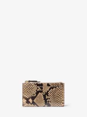 Petit porte-cartes en cuir gaufré à motif de serpent image number 0