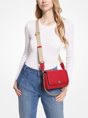 Freya Small Convertible Pebbled Leather Crossbody Bag in CRIMSON | Michael Kors