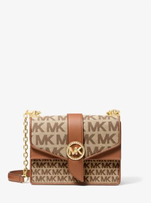 Greenwich Small Logo Jacquard and Leather Crossbody Bag | Michael Kors