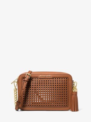 Michael Kors Beige Leather Small Ginny Camera Crossbody Bag