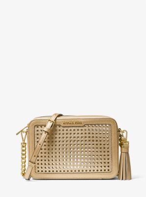 Ginny Medium Metallic Perforated Leather Crossbody Bag | Michael Kors