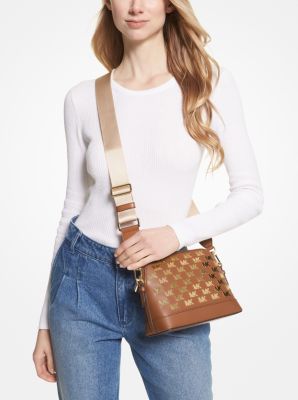 Michael Kors Brown/Beige Signature Canvas and Faux Leather Dome