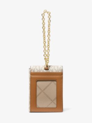 Jet Set Extra-Small Logo Chain Card Case in VAINILLA/BELLOTA | Michael Kors
