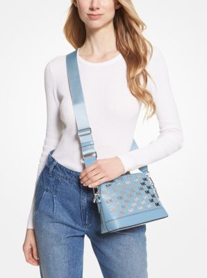 Large Logo Jacquard and Faux Leather Dome Crossbody Bag