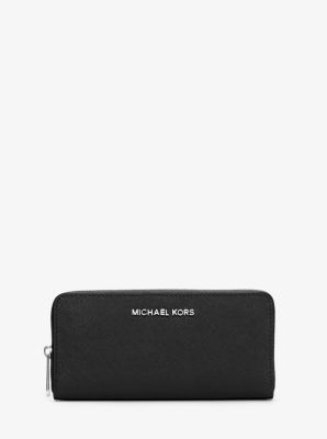 Michael Kors Jet Set Continental wallet in black grained leather