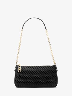 Empire Medium Woven Leather Chain Link Pochette