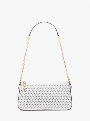 Empire Medium Woven Leather Chain-Link Pochette