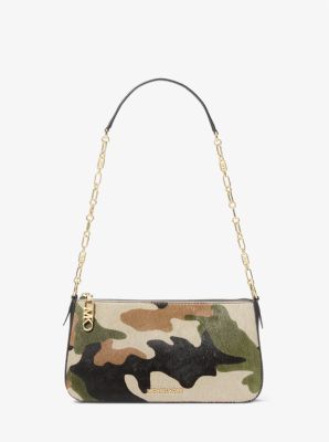 Pochette Empire de taille moyenne à maillons de chaîne et en poils de veau à imprimé camouflage