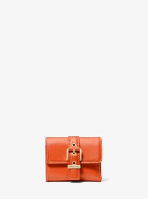 Colby Small Leather Tri-Fold Wallet in OPTIC ORANGE | Michael Kors