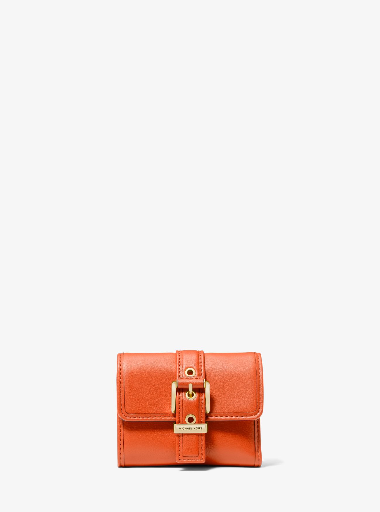 MK Colby Small Leather Tri-Fold Wallet - Orange - Michael Kors