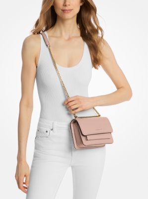 Claire Small Pebbled Leather Convertible Shoulder Bag in SOFT PINK | Michael Kors
