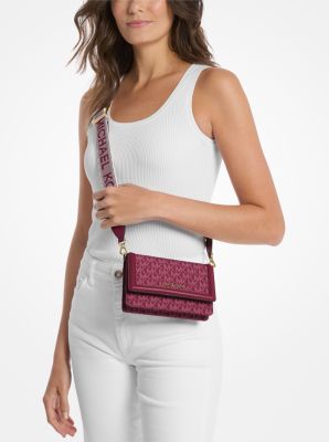 Jet Set Small Logo Print Woven Smartphone Crossbody Bag