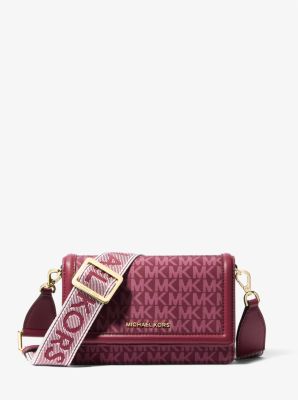 Bandolera Jet Set pequeña tejida con estampado de logotipos y compartimiento para smartphone