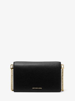 Michael Kors Jet Set Medium Pebbled Leather Crossbody Bag Black