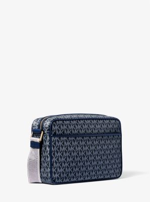 Jet Set Large Signature Logo Print Woven Crossbody Bag