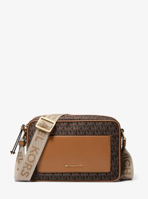 Jet Set Large Signature Logo Print Woven Crossbody Bag Michael Kors