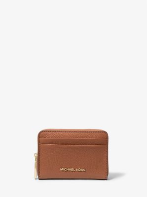 Petit porte-cartes entièrement zippé Jet Set en cuir grainé