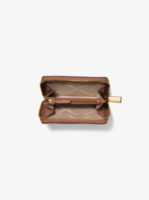 Petit porte-cartes entièrement zippé Jet Set en cuir grainé