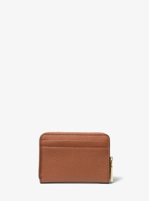 Petit porte-cartes entièrement zippé Jet Set en cuir grainé