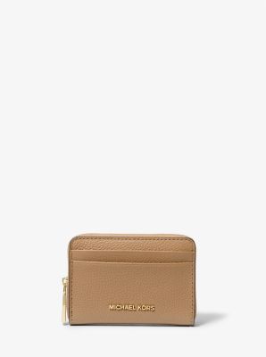 MK Jet Set Small Pebbled Leather Zip-Around Card Case - Natural - Michael Kors MICHAEL Michael Kors