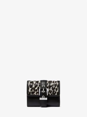 Colby Small Leopard Print Calf Hair Tri-Fold Wallet