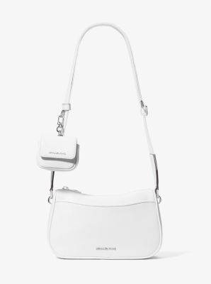 MK Borsa a tracolla Jet Set media in pelle martellata con custodia per Apple AirPods Pro®   Bianco   Michael Kors