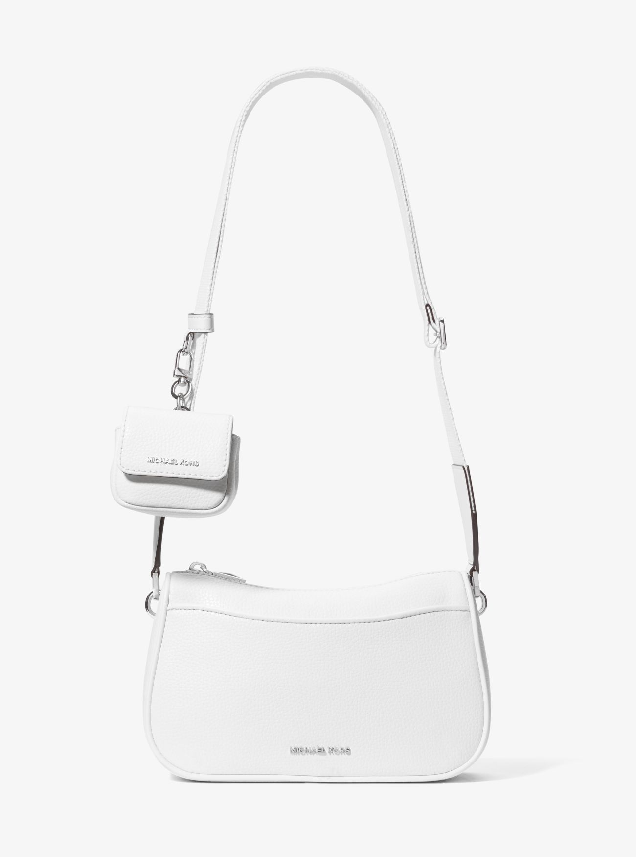 MK Jet Set Medium Pebbled Leather Crossbody Bag with Case for Apple AirPods ProÂ® - White - Michael Kors
