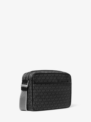 Jet Set Large Signature Logo Print Woven Crossbody Bag