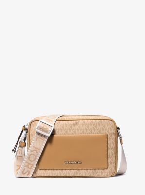 Jet Set Large Signature Logo Print Woven Crossbody Bag