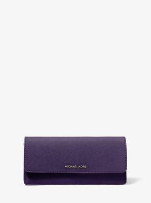 Jet Set Large Saffiano Leather Snap-Front Wallet