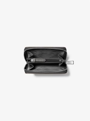 Petit porte-cartes entièrement zippé Jet Set en cuir grainé