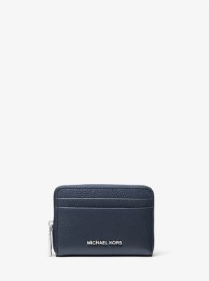 MK Jet Set Small Pebbled Leather Zip-Around Card Case - Blue - Michael Kors MICHAEL Michael Kors