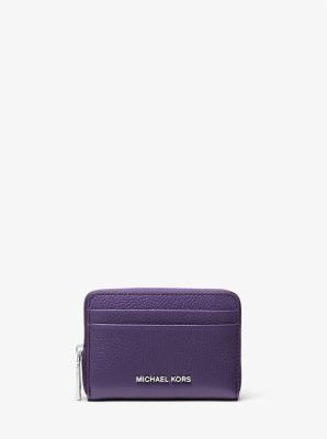 MK Jet Set Small Pebbled Leather Zip-Around Card Case - Purple - Michael Kors MICHAEL Michael Kors