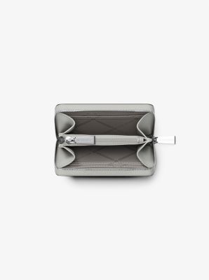 Jet Set Small Pebbled Leather Zip-Around Card Case in QUARRY GREY | Michael Kors