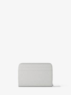 Jet Set Small Pebbled Leather Zip-Around Card Case in QUARRY GREY | Michael Kors