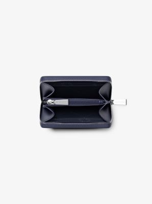 Jet Set Small Pebbled Leather Zip-Around Card Case in DRESS BLUES | Michael Kors