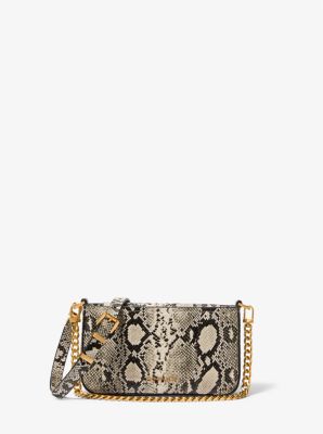 Thumbnail - MK Wandelbare Pochette Bryant Small Aus Leder Mit Schlangenprägung - Natur - Michael Kors