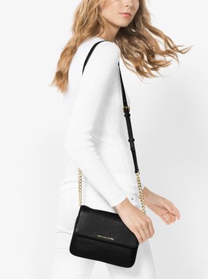 White Genuine Saffiano Leather Crossbody Shoulder Bag & Waist Hip