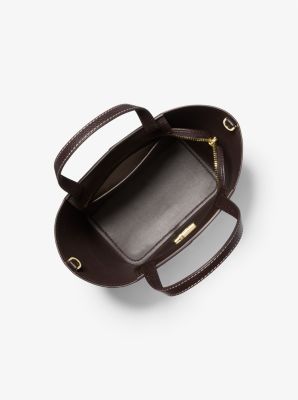 Umhängetasche Flora Medium aus gekrispeltem Leder und Signature-Logostoff
